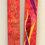 Red liturgical stole with text, We are not under law but under grace