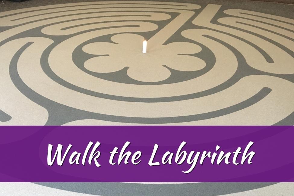 Prayer labyrinth with candle in the middle