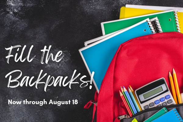 Backpack with school supplies