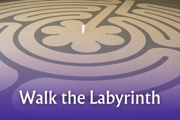 prayer labyrinth with candle in the middle
