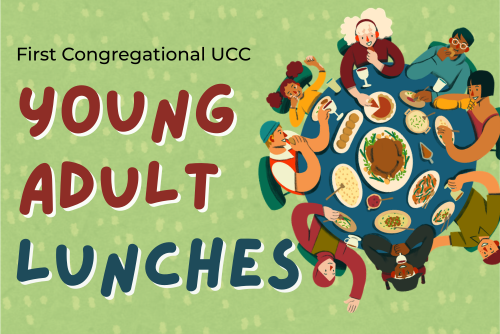 illustration of young adults gathered around a table sharing a meal